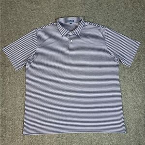 Peter Millar Crowm Craft Mens Golf Polo Shirt Size 2XL Purple Navy Blue Striped